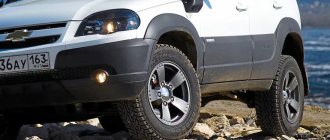 Recommended size of tires and wheels Chevrolet (LADA) Niva